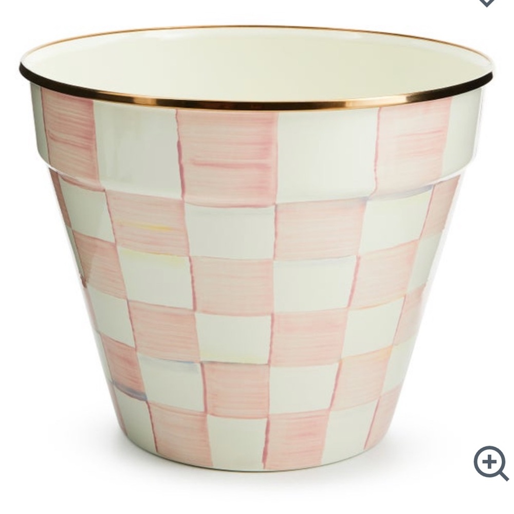Mackenzie Childs Rosy Check Extra Large Garden Pot